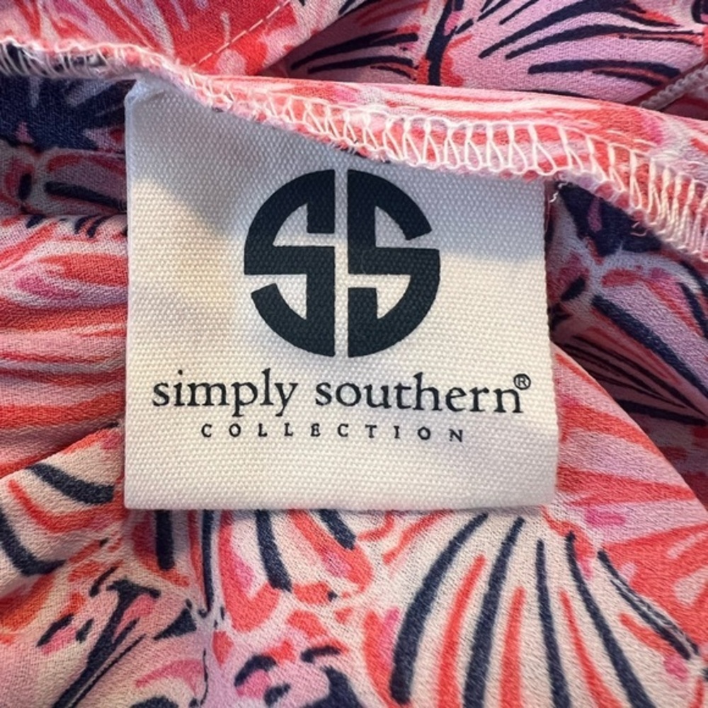 Simply Southern Women S Pink‎ Scallop Shell Print Gathered Sleeveless Tie Dress - Picture 5 of 6